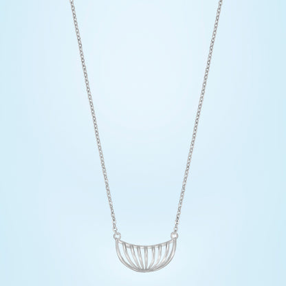 Silver Necklace with a Large Curved Design