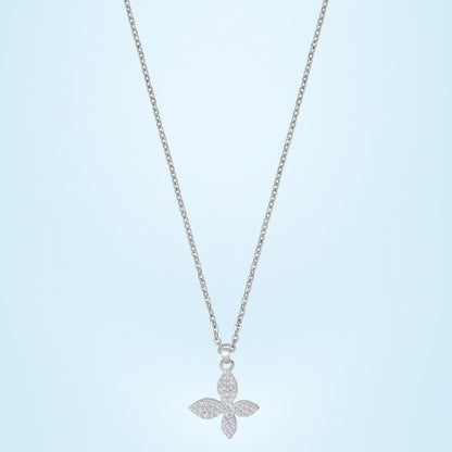 Silver Necklace with a Diamond Butterfly Pendant