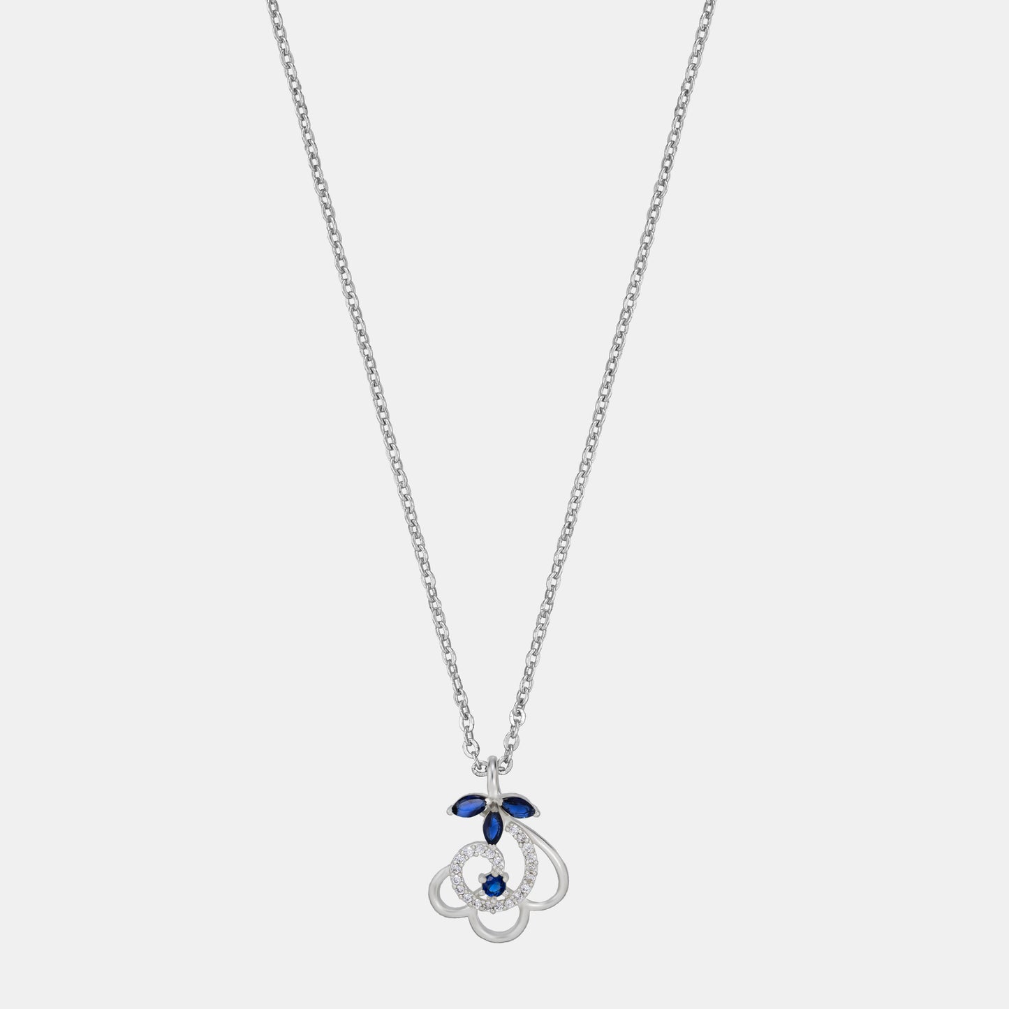 silver blue luminous heart necklace