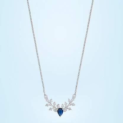 Silver Blue Branch of Grace Necklace