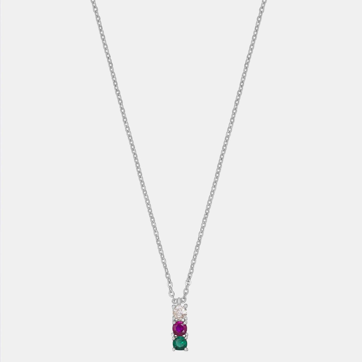 silver necklace with multicolur stones