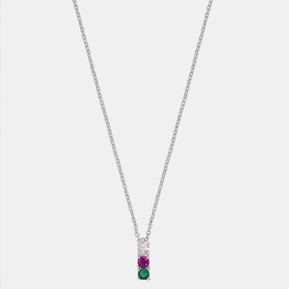 Silver Necklace with Multicolur Stones