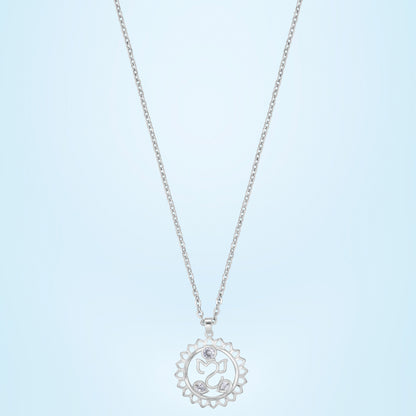 Silver Necklace with a Diamond Flower