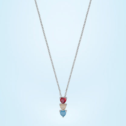 Multi-color Hanging Heart Silver Necklace