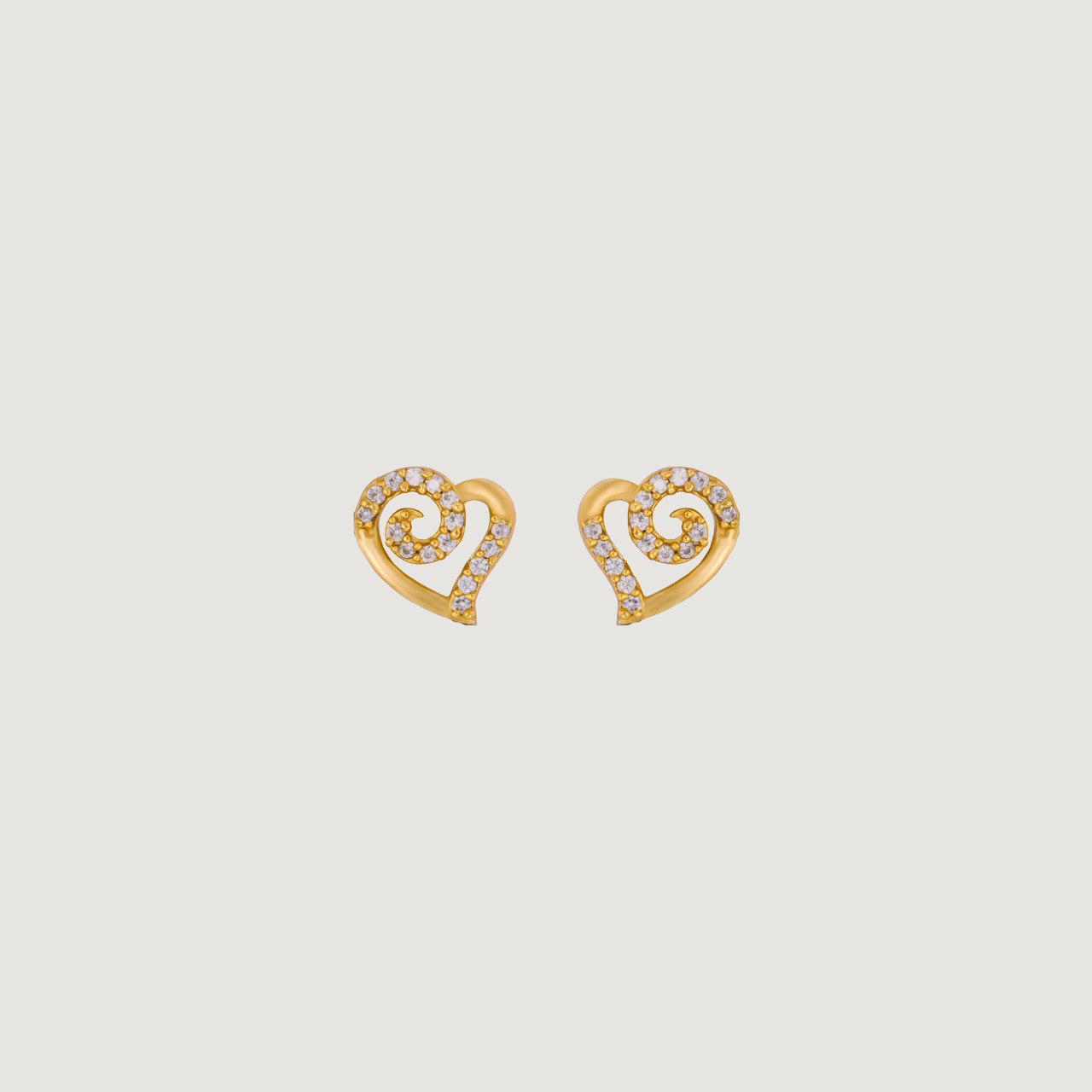 white swirl heart stud earrings