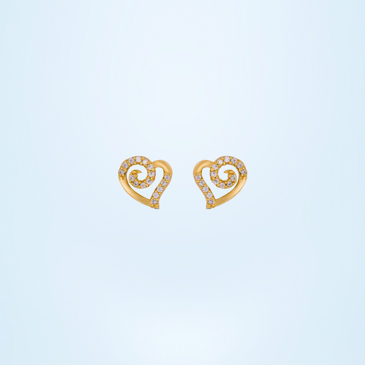 white swirl heart stud earrings