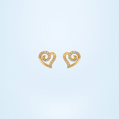 White Swirl Heart Stud Earrings