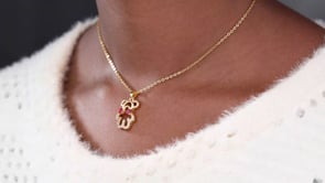 Golden Necklace with a Heart and a Diamond