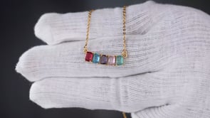 Golden Necklace with Five Rainbow Stones