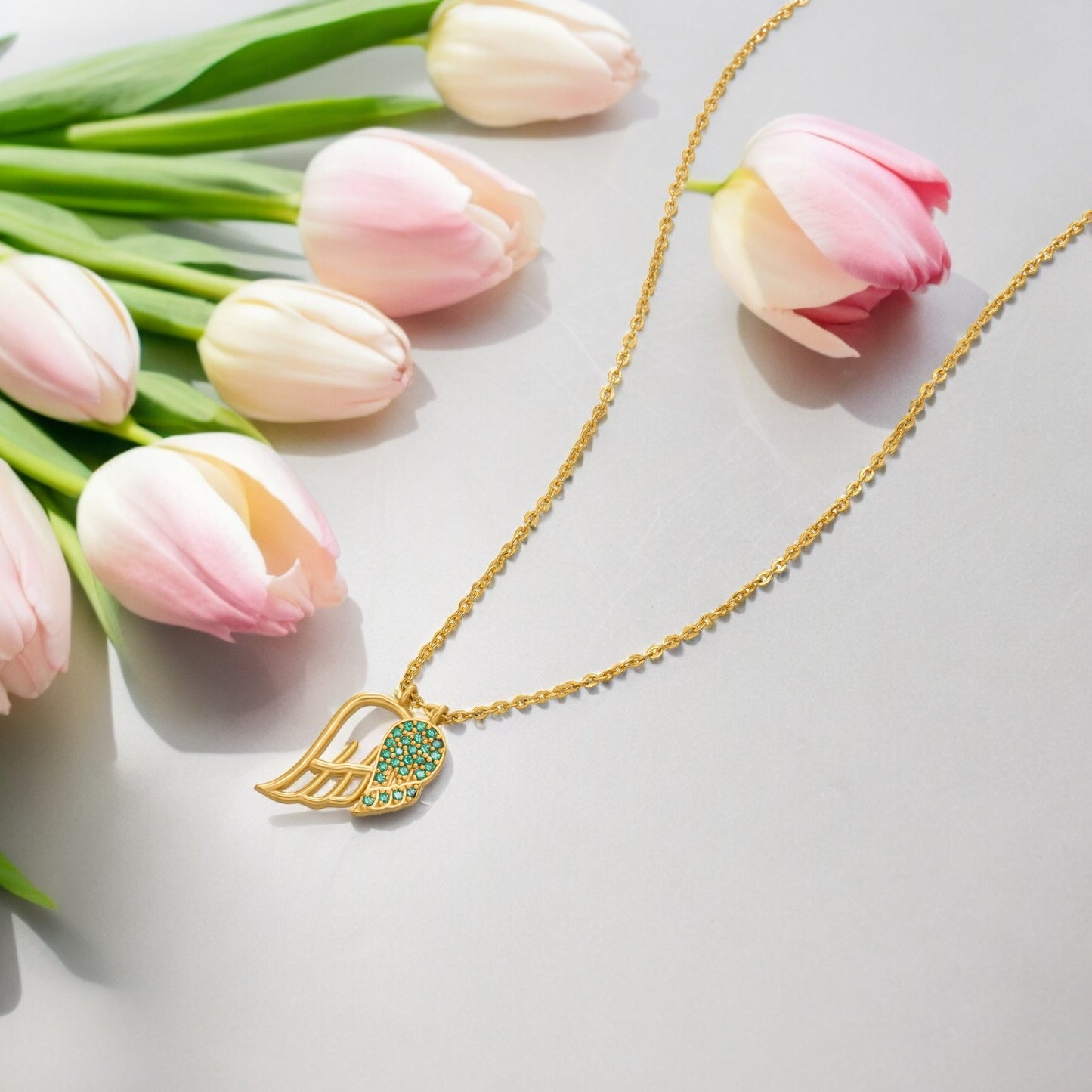 green angel wing of love necklace