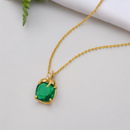 Golden Necklace with a Sapphire Stone