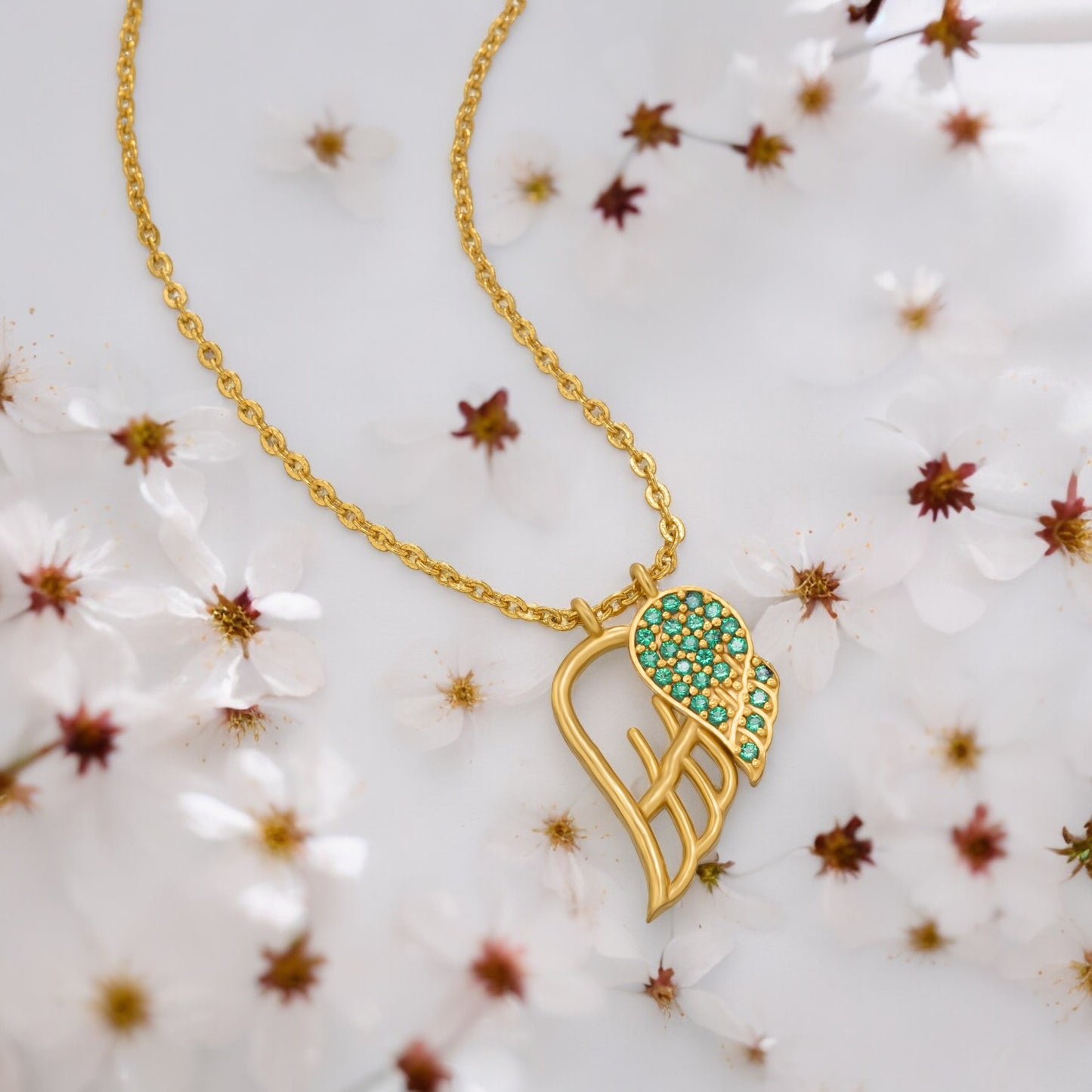 green angel wing of love necklace